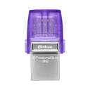 FLASH MEMORY KINGSTON 64GB DATA TRAVELER MICRO-DUO3CG3 TYPE-A - C PURPLE