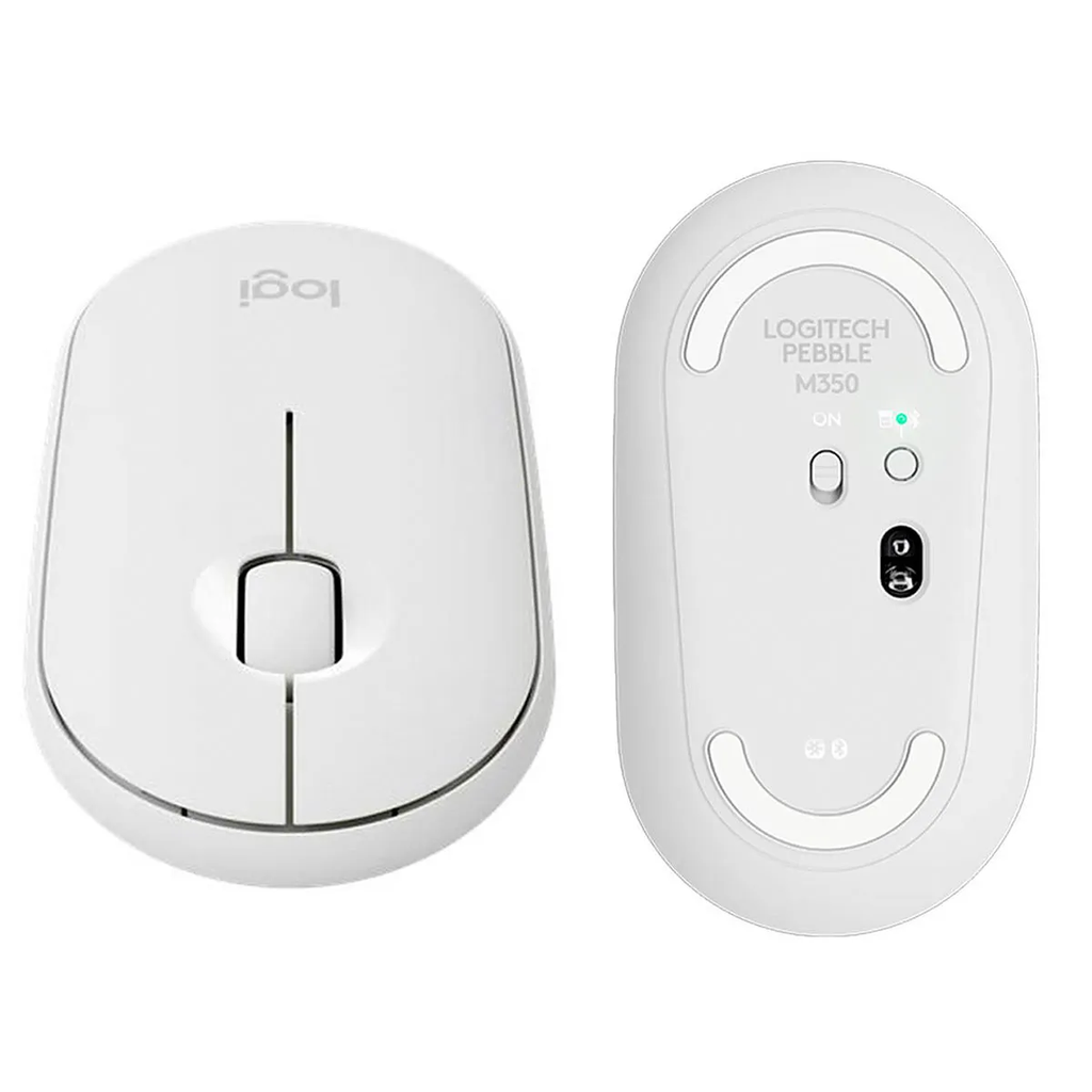MOUSE LOGITECH PEBBLE M350 BLANCO MINIMALISTA WIRELESS USB BLUETOOTH SILENCIOSO