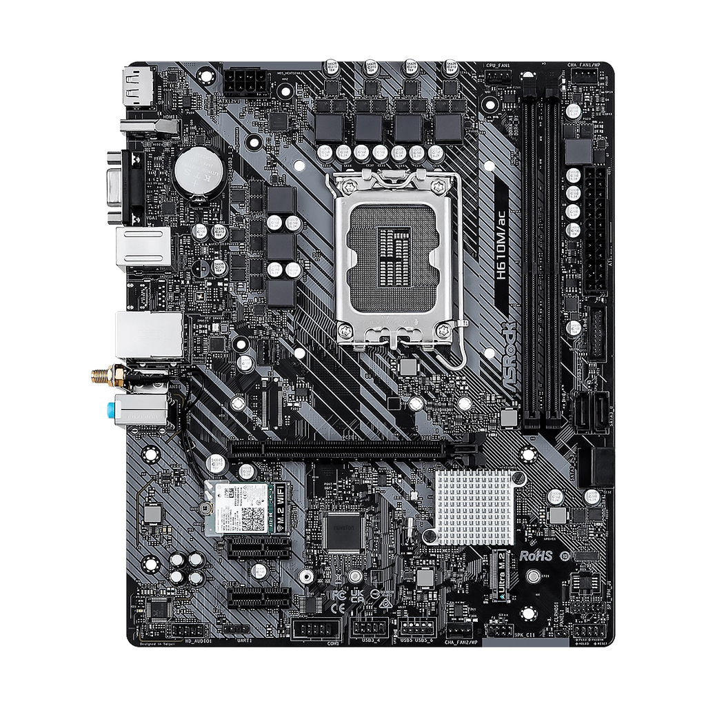 MBO ASROCK H610M-AC 14th LGA1700 2DDR4 WiFi D-Sub HDMI DP USB3.2 M.2 PCIE 4.0 Micro-ATX