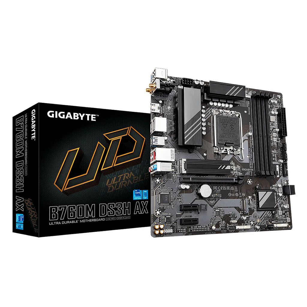 MBO GIGABYTE B760M DS3H AX 13VA LGA1700 4DDR4 WIFI BT HDMI 2DP 2M.2 USB-TYPE-C PCIE4.0 MATX
