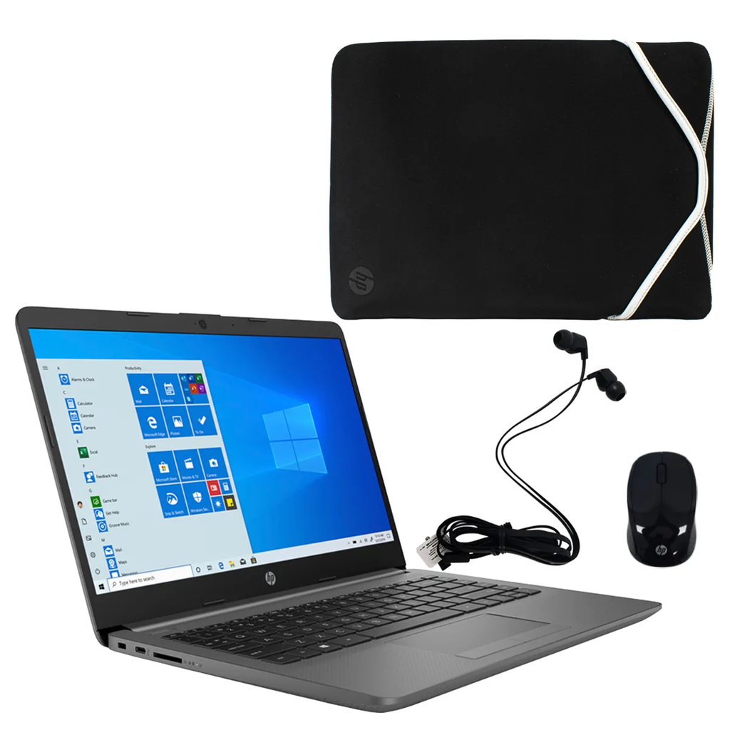 NOT. HP 14-DK1512LA AMD ATHLON SILVER 3050U 8GB 256GB 14INC. MOU - AUDI-ESTUCHE W10H GRIS