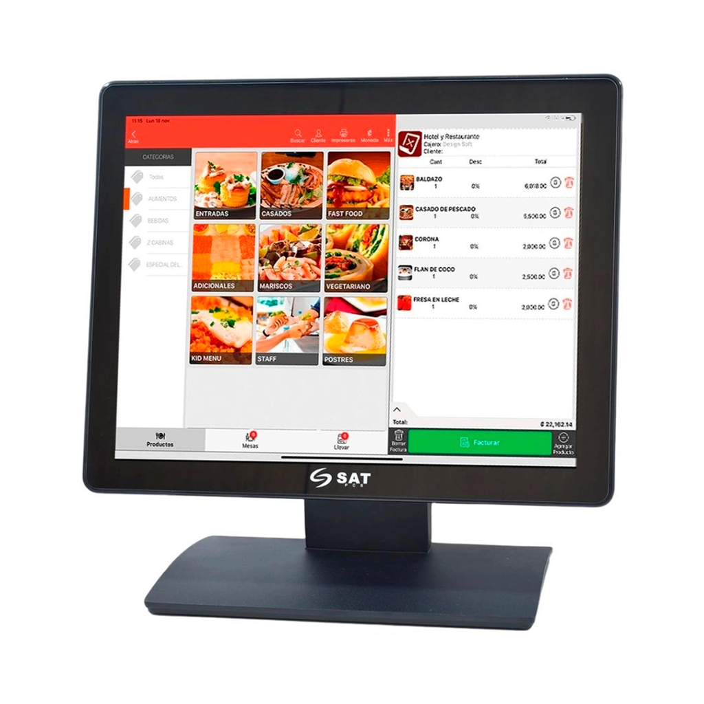 MONITOR SAT 15INC. 10-Point-Touch 1024X768 VGA-HDMI USB NEGRO