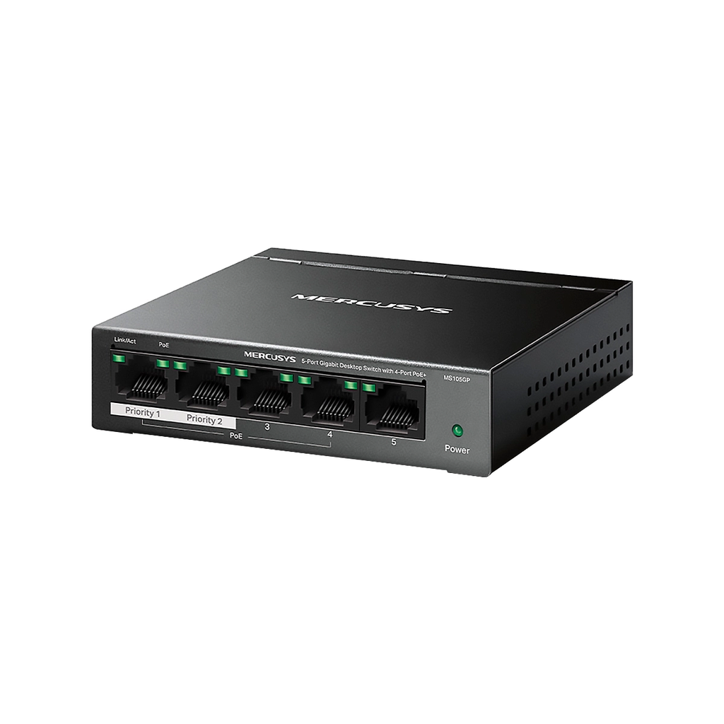 SWITCH MERCUSYS ESCRITORIO 5-PORT PoE Plus 30W 10-100-1000MBPS 250m