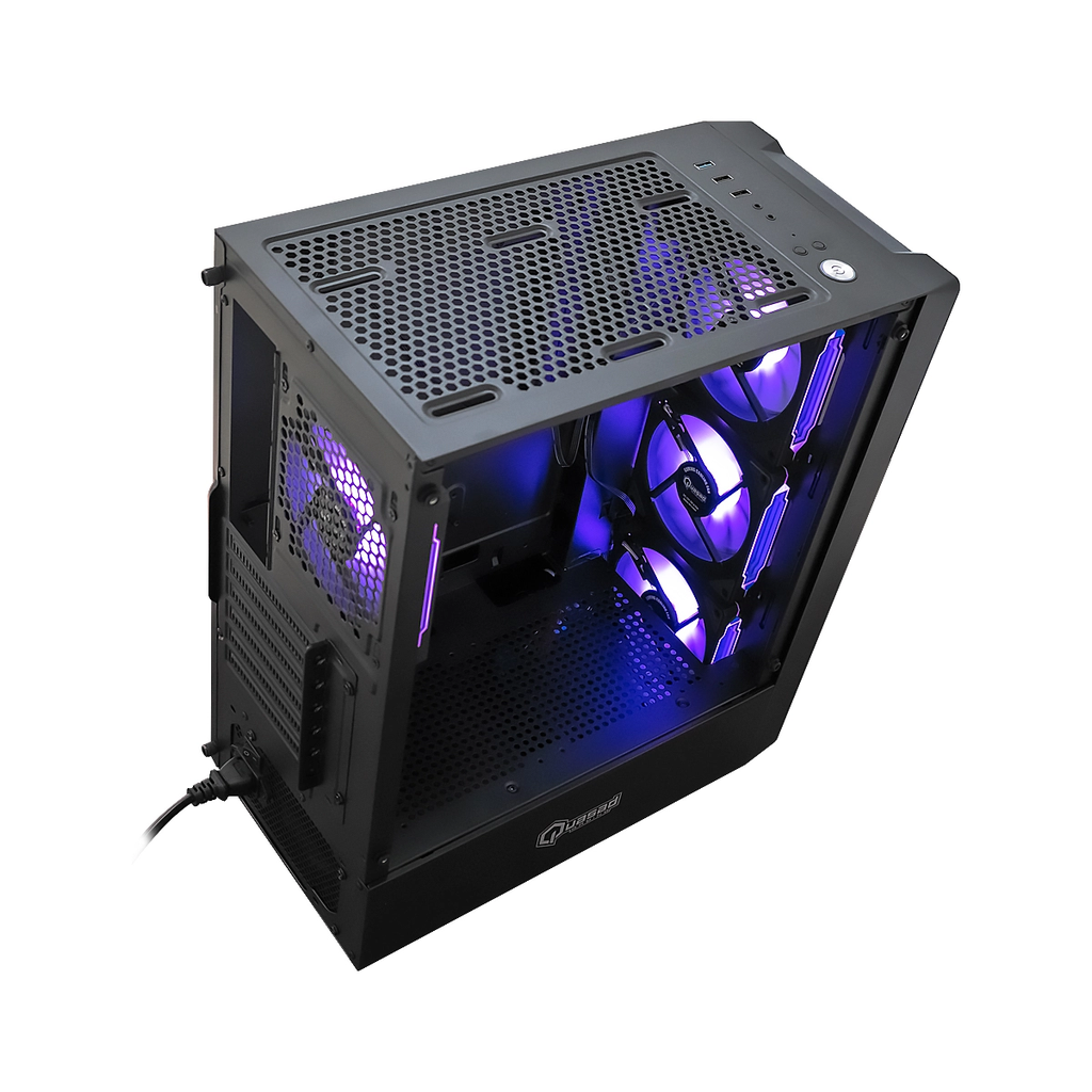 CASE QUASAD GAMING 0.5MM GLASS-WASHABLE DUSH FILTER SIDE-GLASS 3USB HD-AUD 4VEN-RGB810 ATX-FULL-SIZE
