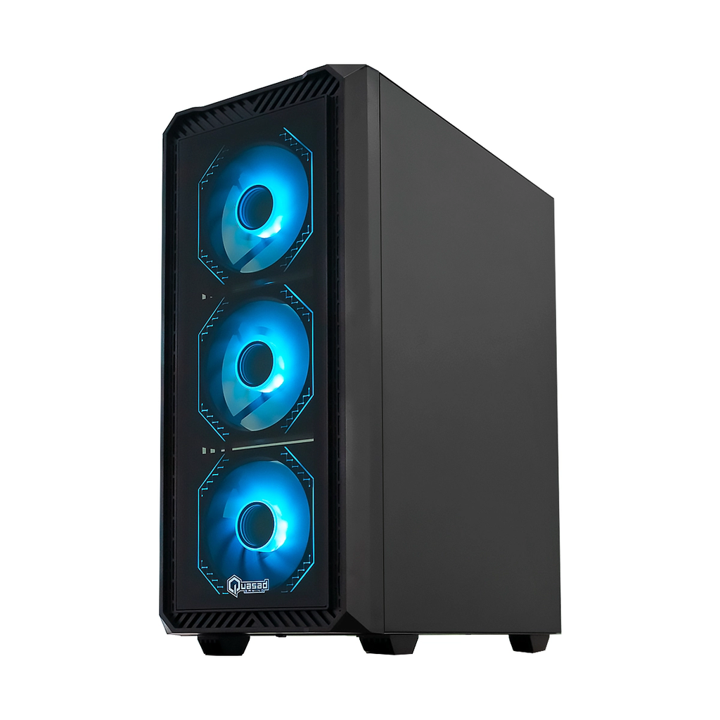 CASE QUASAD GAMING 0.5MM FRONT-GLASS SIDE-GLASS 3USB HD-AUD 4VEN-RGB810 ATX-FULL-SIZE