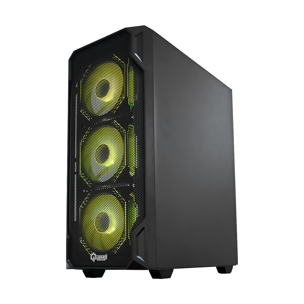 CASE QUASAD GAMING 0.5MM METAL-MESH SIDE-GLASS 3USB HD-AUD 4VEN-RGB810 ATX-FULL-SIZE