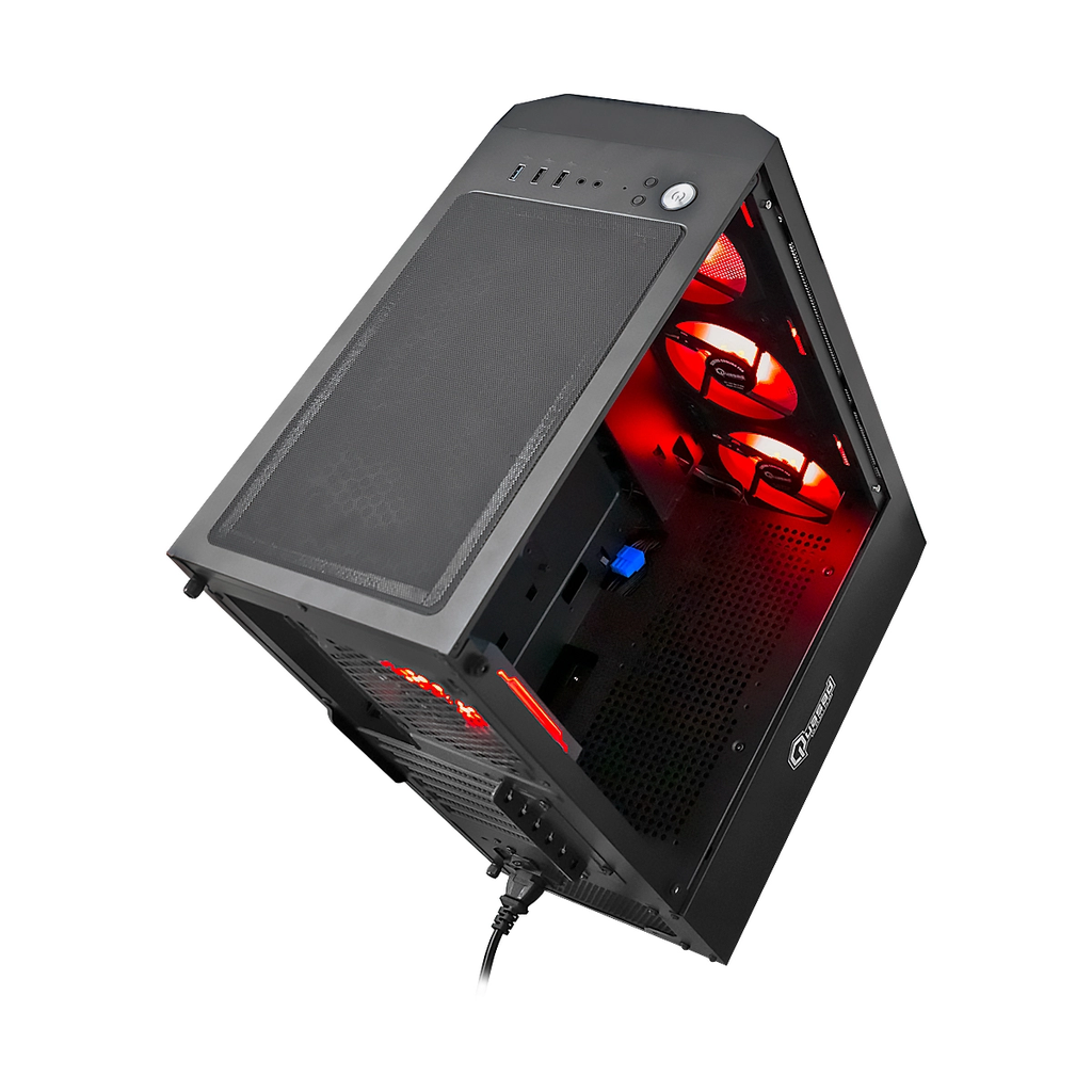 CASE QUASAD GAMING 0.5MM METAL-MESH SIDE-GLASS 3USB HD-AUD 4VEN-RGB810 ATX-FULL-SIZE
