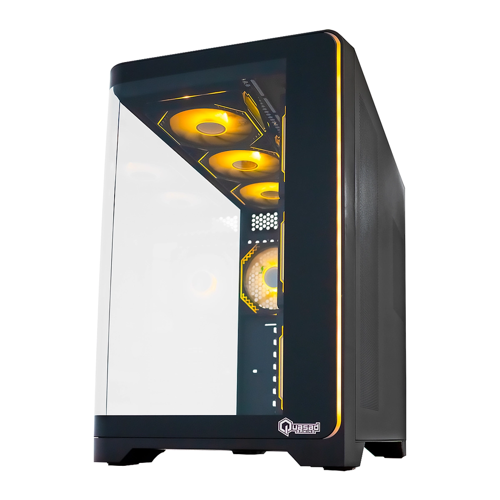 CASE QUASAD ATX GAMING 0.5MM FP-CURVED-GLASS SIDE-GLASS 3USB HD-AUD 7VEN-RGB810 ATX-FULL-SIZE