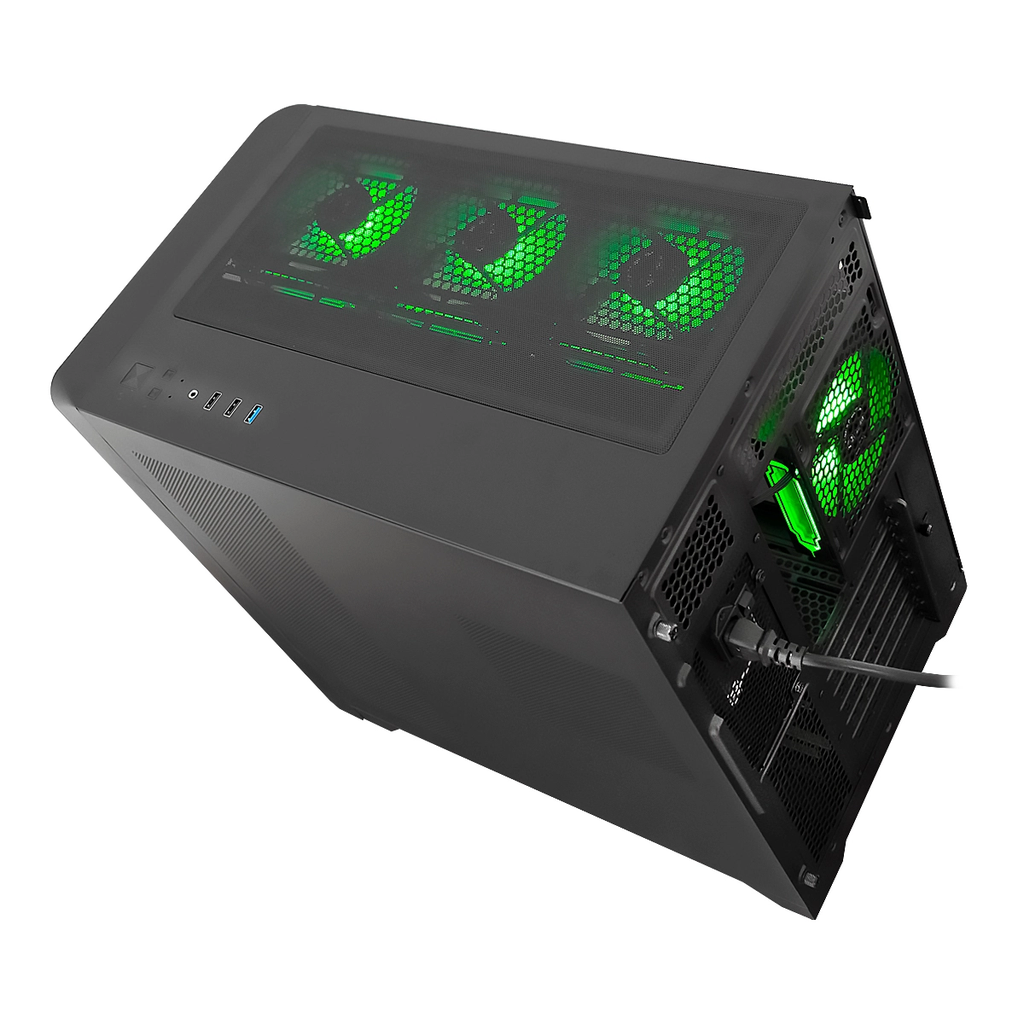 CASE QUASAD ATX GAMING 0.5MM FP-CURVED-GLASS SIDE-GLASS 3USB HD-AUD 7VEN-RGB810 ATX-FULL-SIZE