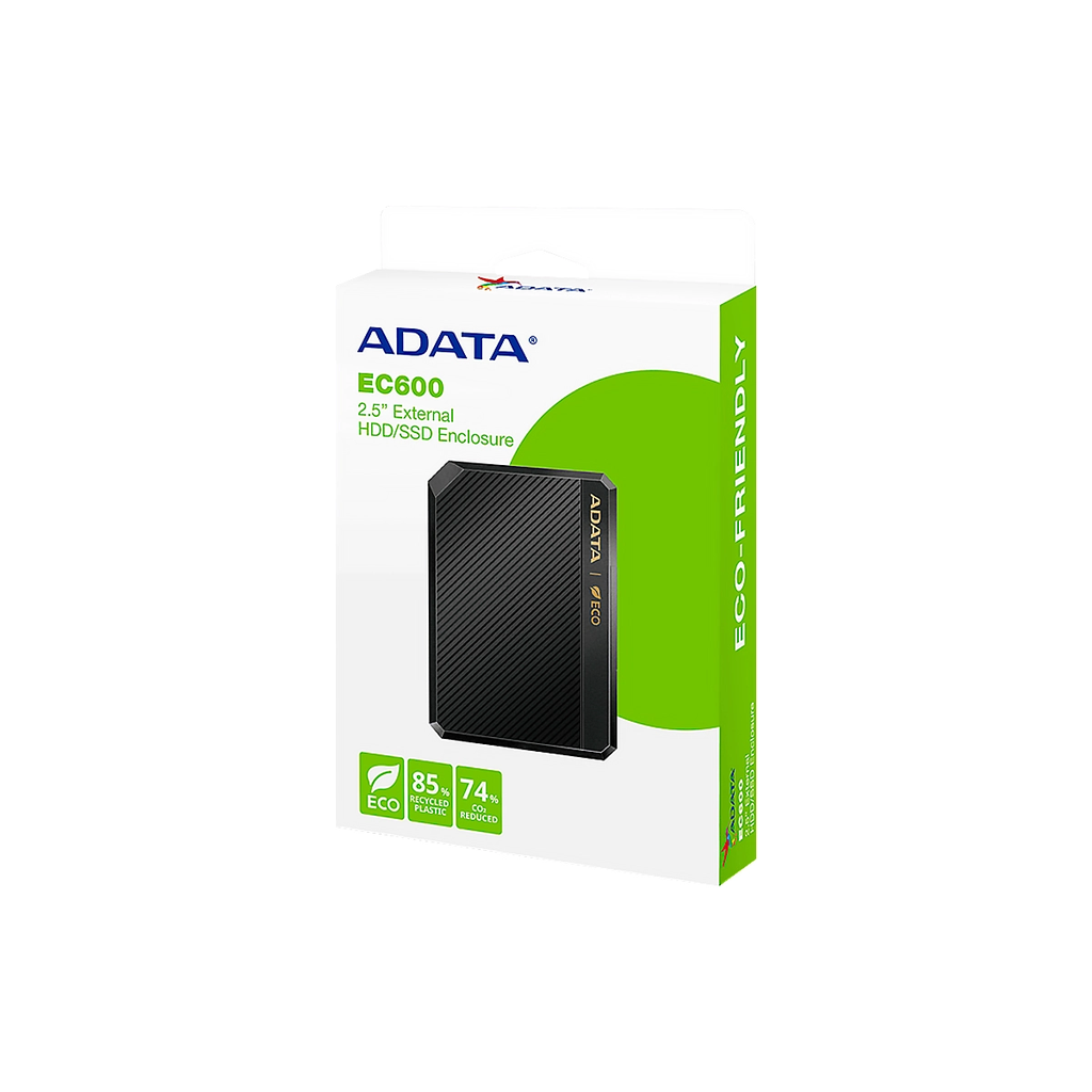 CASE ADATA FOR HDD-SSD EC600 7MM-9.5MM USB 3.2 GEN2 CABLEUSB3.2 Gen1 Micro-B a Tipo-A Black