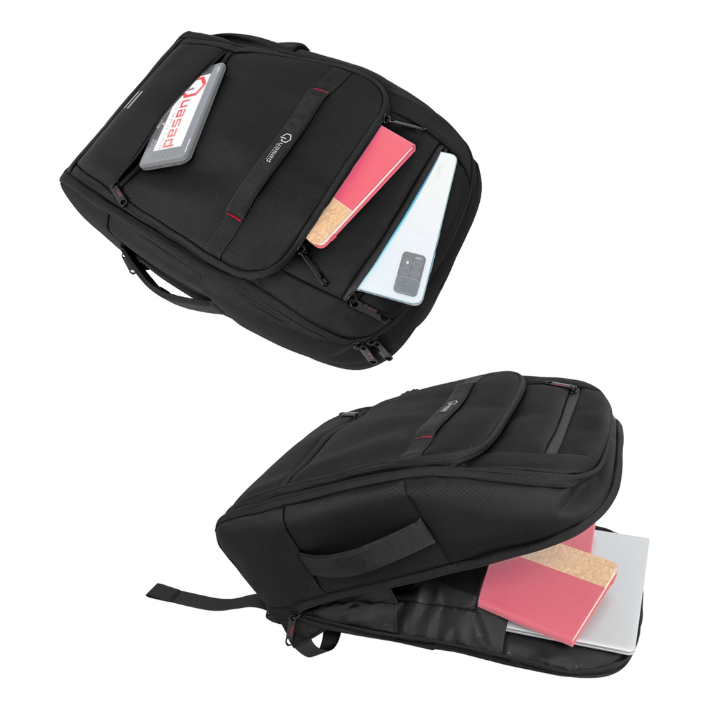 MOCHILA NOTEBOOK QUASAD QXB-ElitePack NYLON 15.6INC. NEGRO FILOS ROJOS
