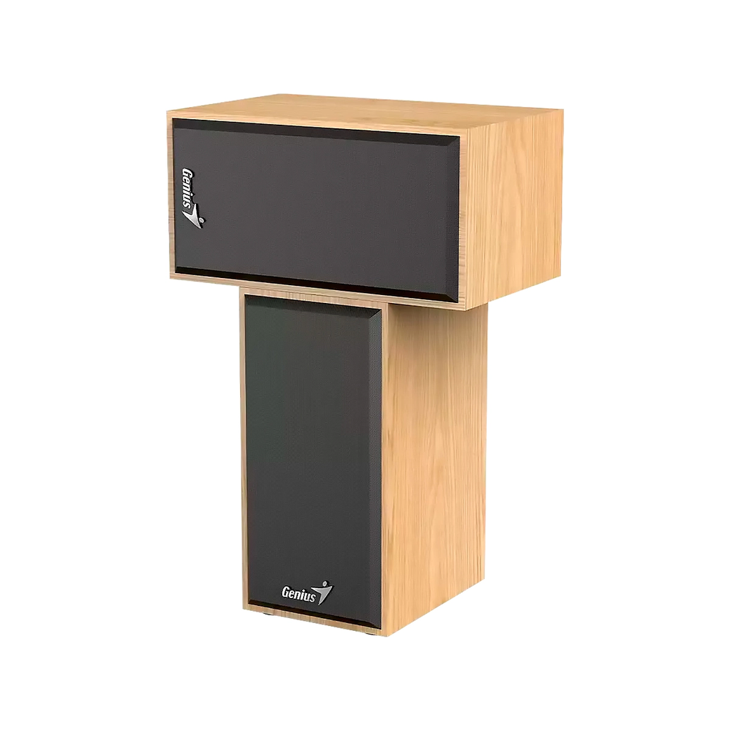PARLANTES GENIUS SP-HF180 6W Pine Wood Cableado 3.5mm USB