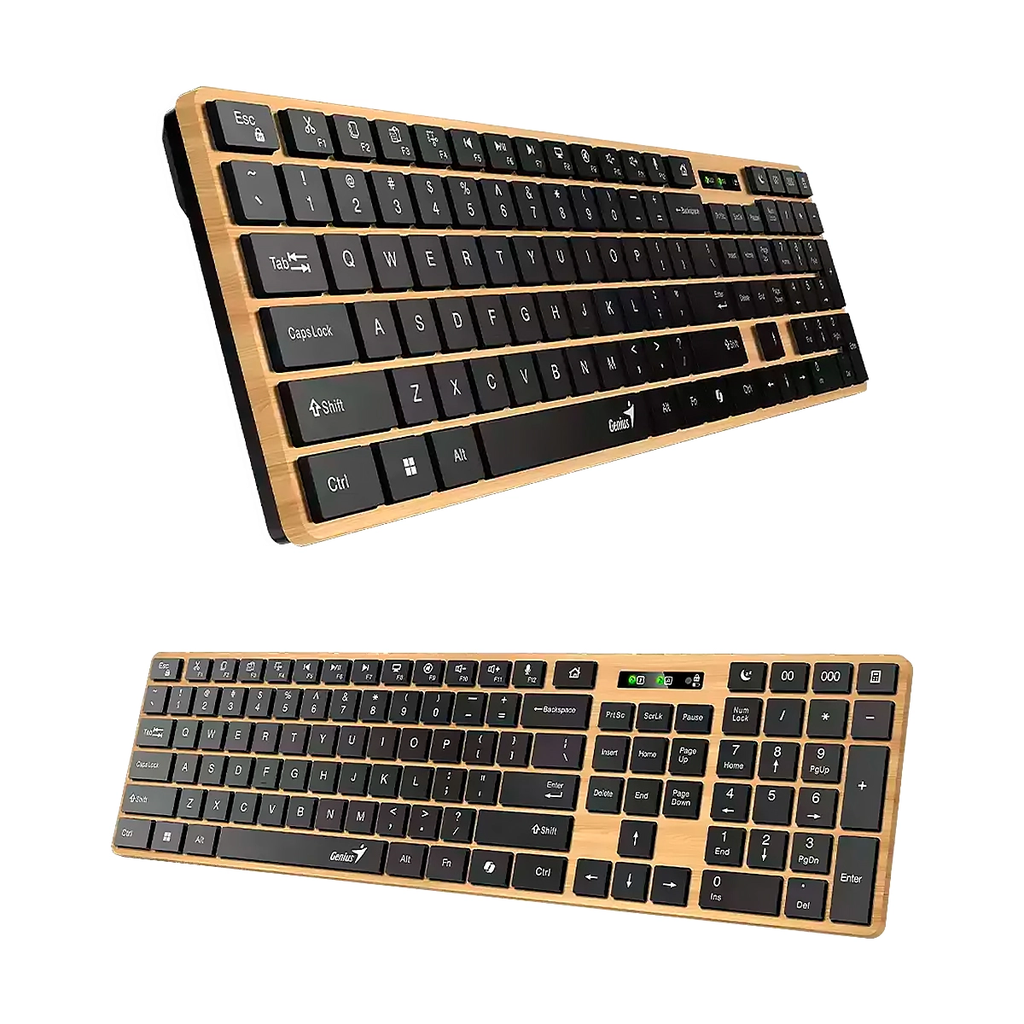 TECLADO GENIUS SlimStar 7250BT Wireless AI BT Pine Wood