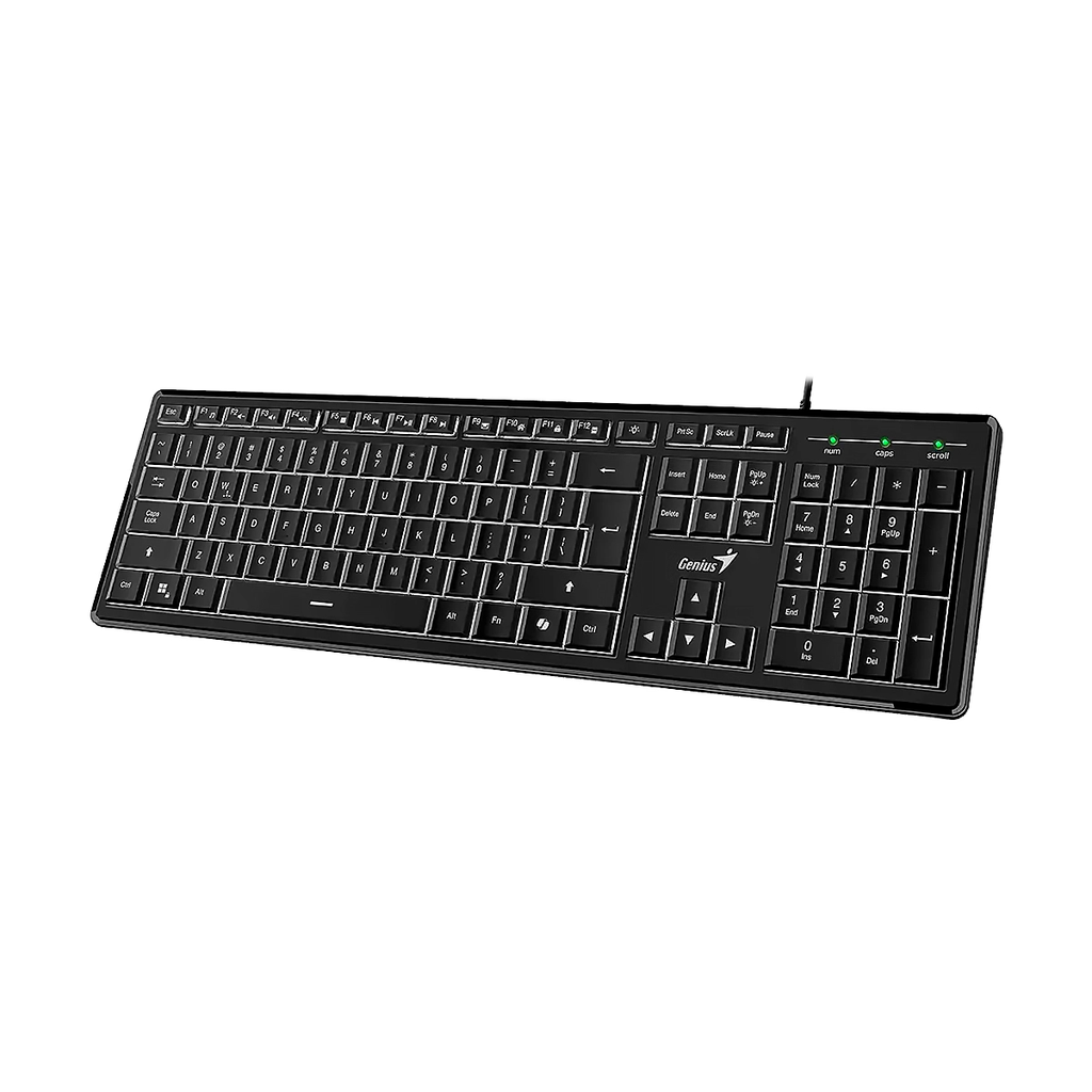 TECLADO GENIUS SlimStar 820 Illuminated Slim USB with AI Copilot Key Sleek Responsive and Smart