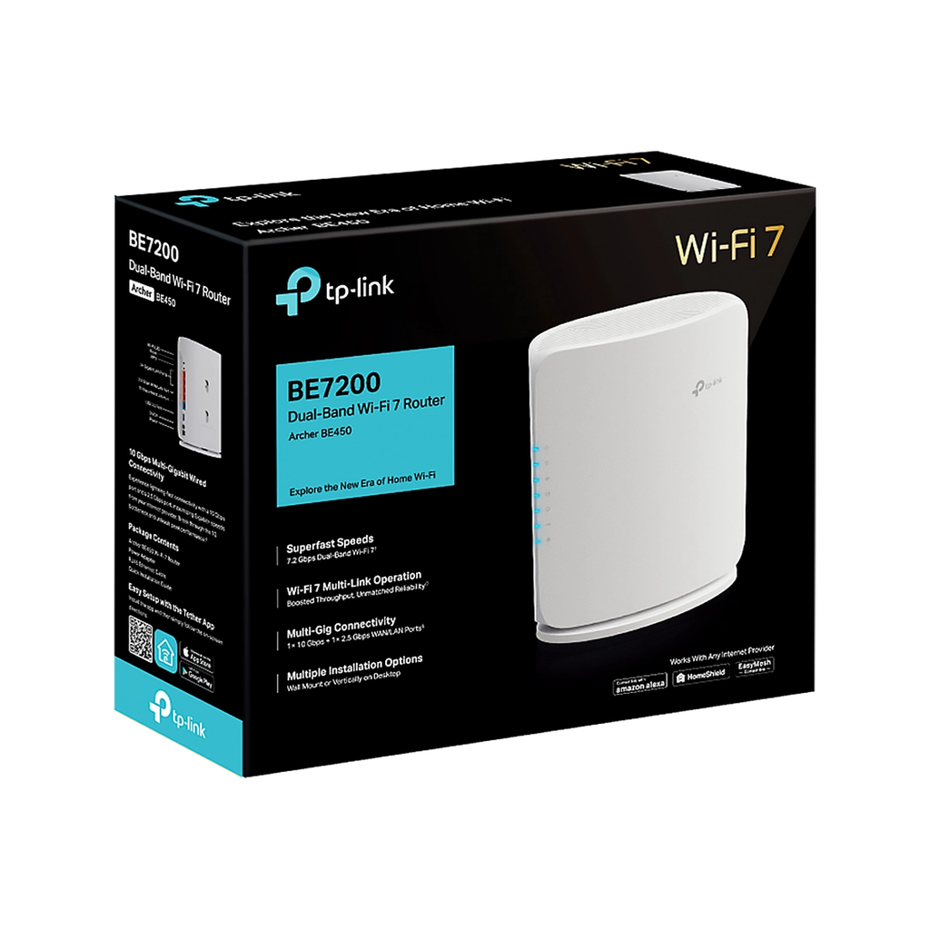 ROUTER TP-Link BE450 Wi-Fi 7 BE7200 Doble Banda MLO 1P 2.5Gbps 3P 1Gbps