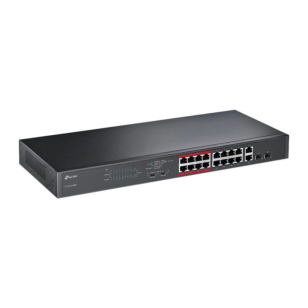 SWITCH TP-LINK TL-SL1218MP No Gestionable PoE 16Port 10-100Mbps 2P-SFFP Gigabit