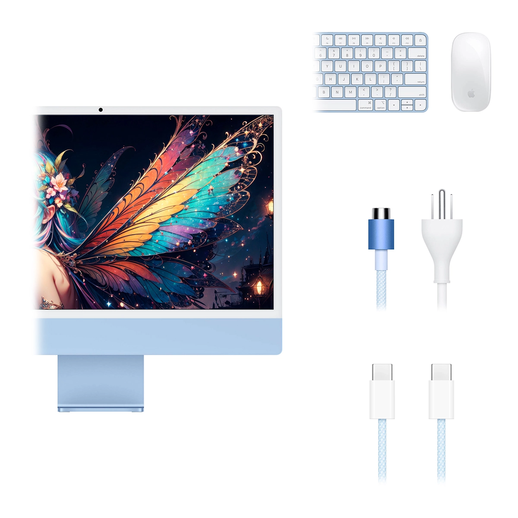 COP. APPLE IMAC AIO M4 10-Core  16GB 256GB-SSD 24Inch-4.5K BT WIFI CAM. IOS Blue