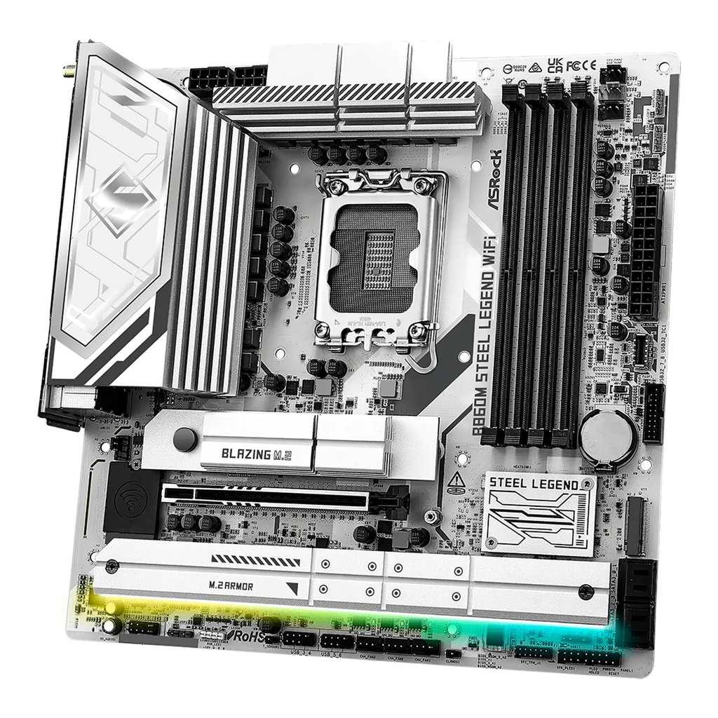 MBO ASROCK B860M Steel Legend WIFI Intel Core Ultra LGA1851 4DDR5-8666 HDMI DP 3M.2 PCIe5.0 mATX