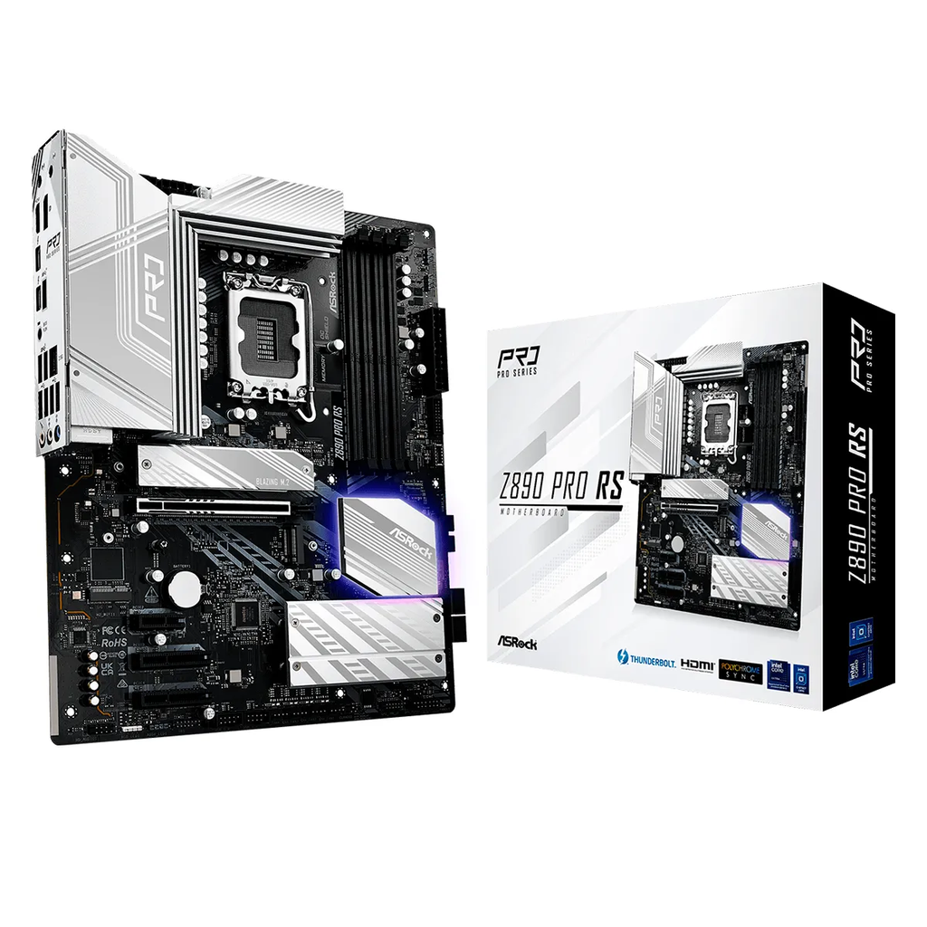 MBO ASROCK Z890 Pro RS Wifi 6E Intel Core Ultra LGA1851 4DDR5 HDMI DP M.2 8USB3.2 PCIe5.0 ATX