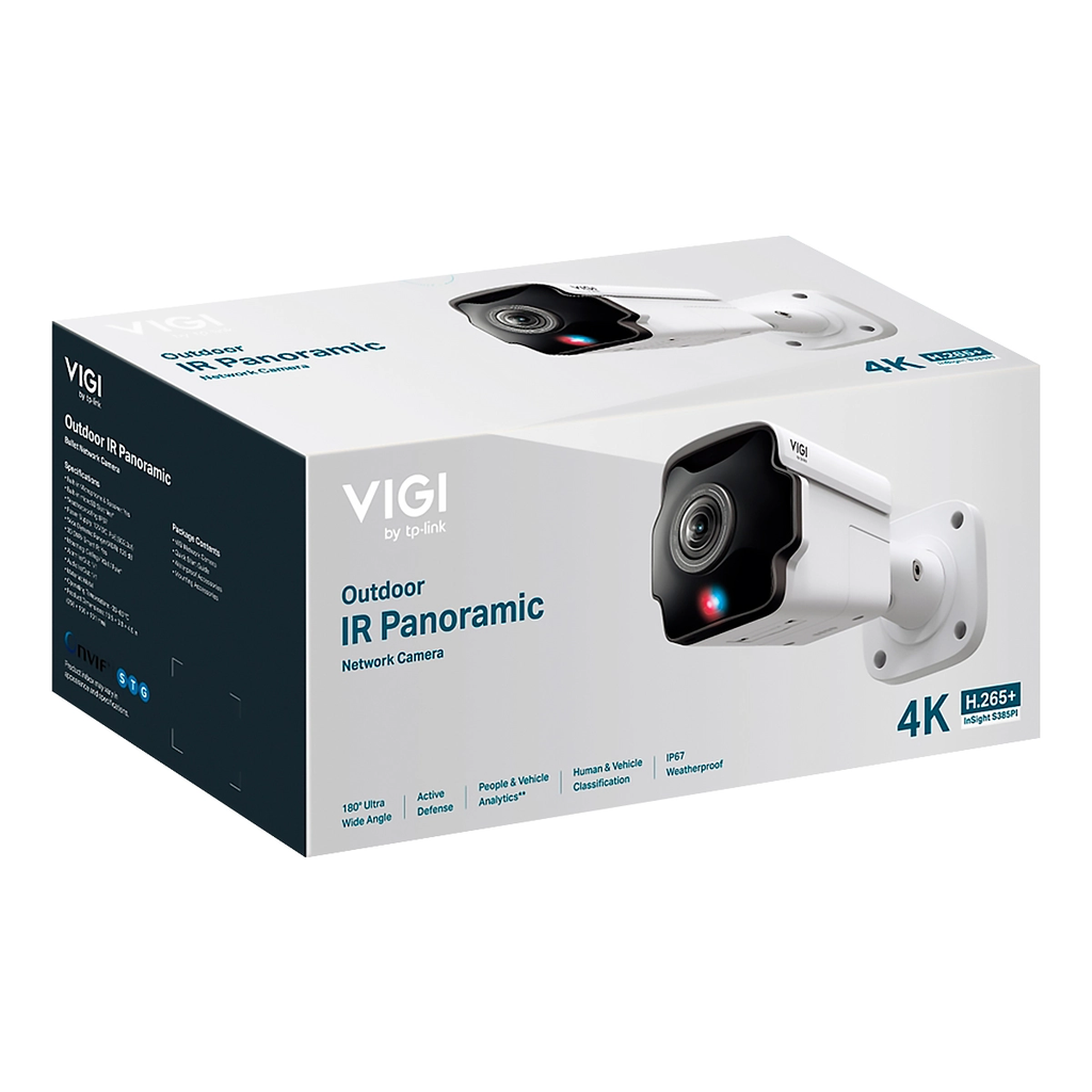 CAMARA TP-Link IP VIGI tipo Bullet Full-color Panoramica 8MP 4K 180Grados Detecion Inteligente
