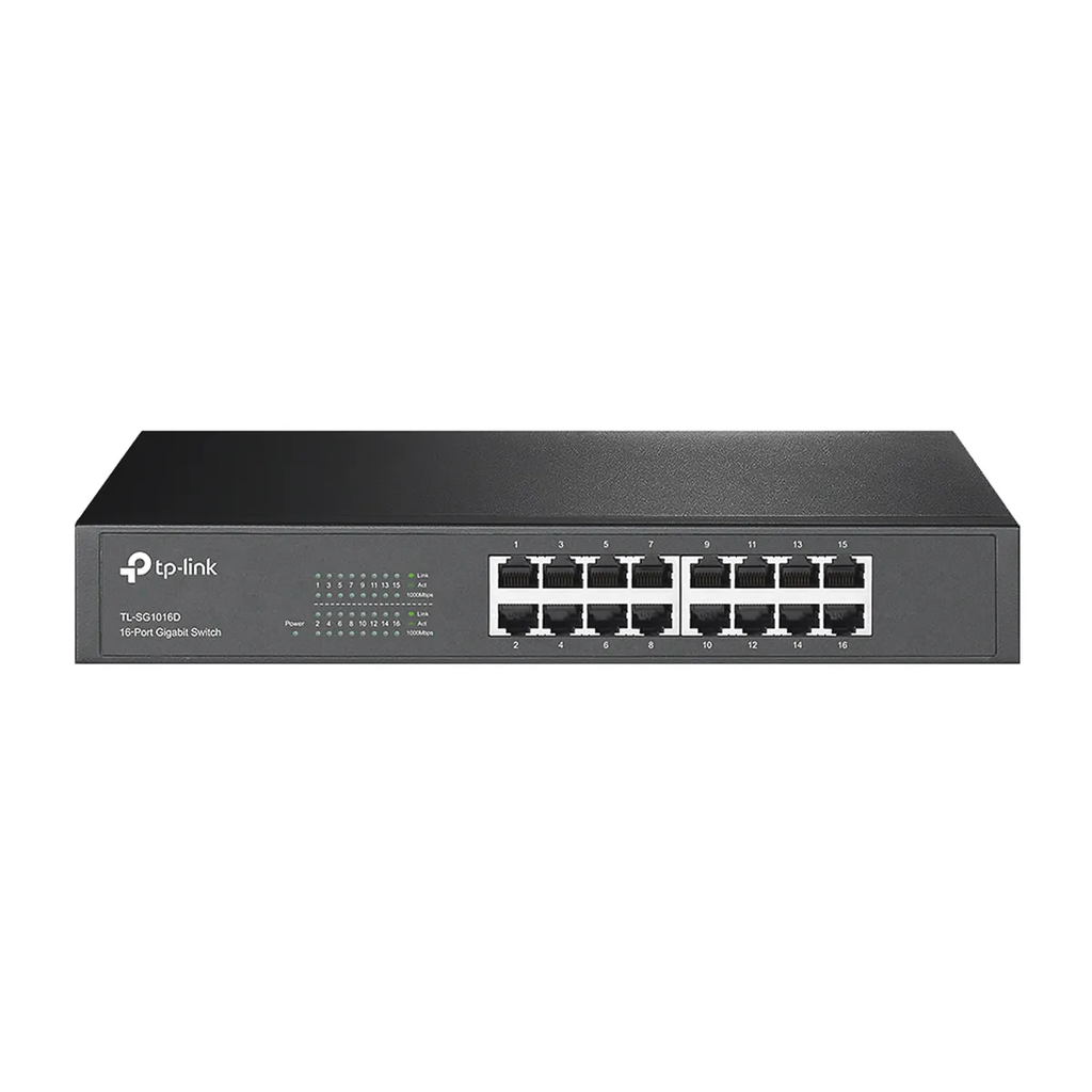 SWITCH TP-LINK 16PORT GIGABIT RJ45 GIGABIT 10-100-1000MBPS RACK-MOUNTABLE NEGRO