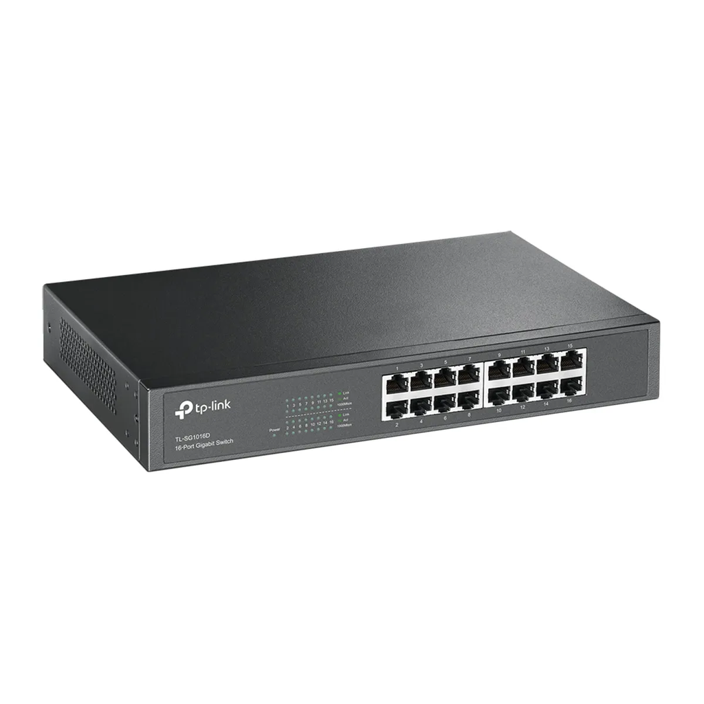 SWITCH TP-LINK 16PORT GIGABIT RJ45 GIGABIT 10-100-1000MBPS RACK-MOUNTABLE NEGRO