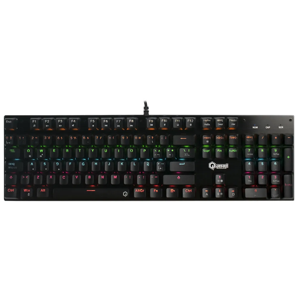 TECLADO QUASAD QKM-G80 MECANICO FULL SIZE LIGHTING 9LIGHT MODES SCROLLING WIRES USB-A NEGRO