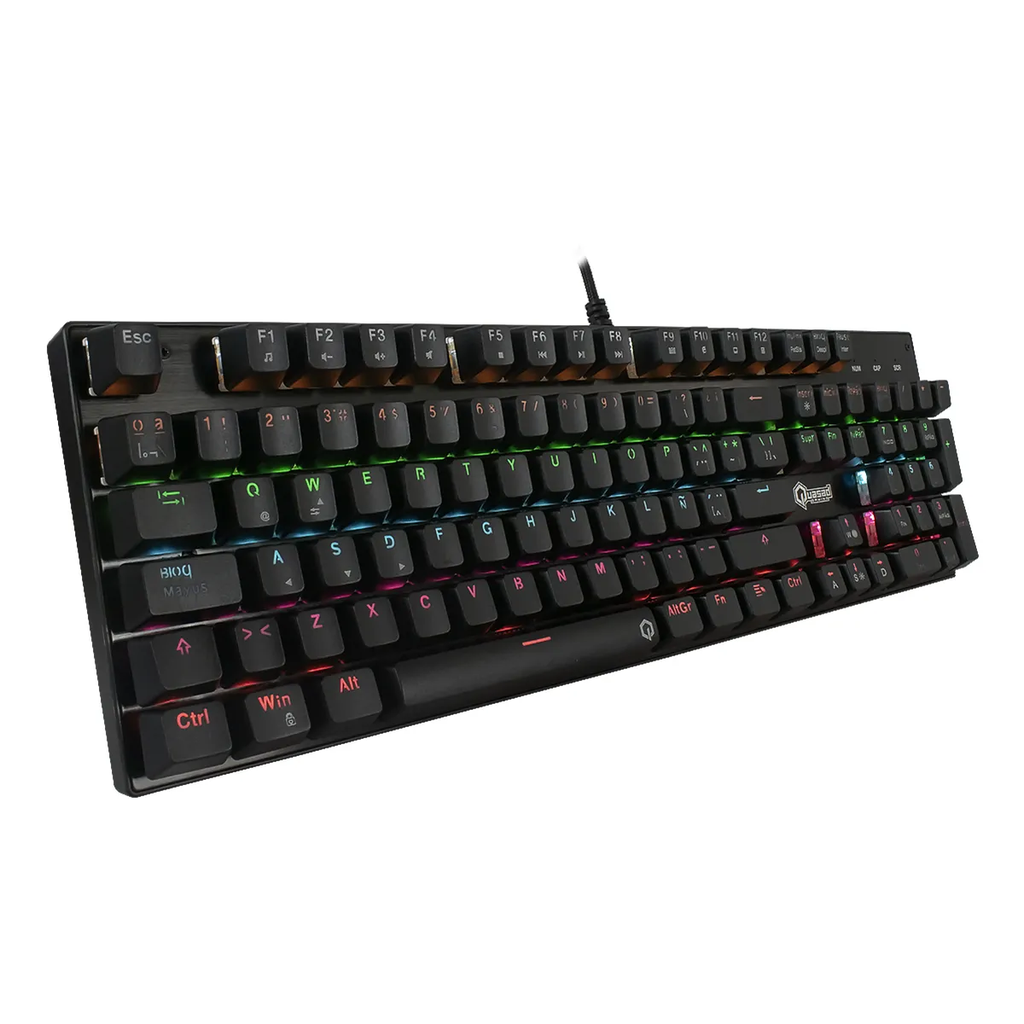 TECLADO QUASAD QKM-G80 MECANICO FULL SIZE LIGHTING 9LIGHT MODES SCROLLING WIRES USB-A NEGRO