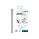 WALL CHARGER DUAL ARGOM VOLTA P40 FAST CHARGE 2 CONT. TYPE-C  USB-A W-CABLE BLANCO