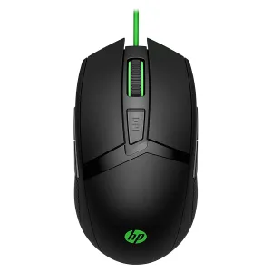 MOUSE HP 300 PAV GAMING GRN WITH CABLE BLACK