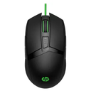MOUSE HP 300 PAV GAMING GRN WITH CABLE BLACK
