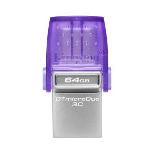 FLASH MEMORY KINGSTON 64GB DATA TRAVELER MICRO-DUO3CG3 TYPE-A - C PURPLE