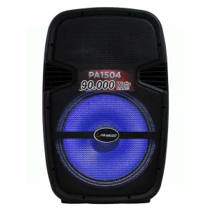CAJA DE AUDIO ITALY PA1504 15INCH 90000W USB MIC-INH LED SD BT RADIO CTR. REMO. CON RUEDAS