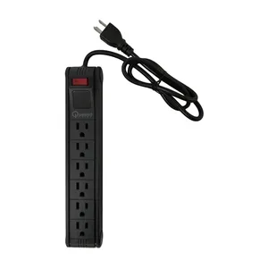 SUPRESOR DE PICOS QUASAD NEMA5-15R 6 OUTLETS 110V-240V  NEGRO