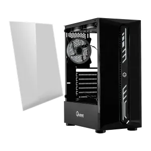 CASE QUASAD QG-002 MID-TOWERT TEMPERED-GLASS USB3.0 2USB2.0 3VENT. NO-FP BLACK