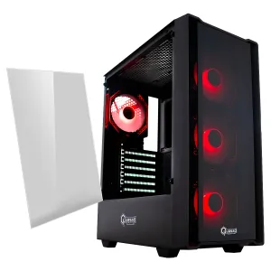 CASE QUASAD GAMING 0.5MM GLASS-WASHABLE DUSH FILTER SIDE-GLASS 3USB HD-AUD 4VEN-RGB810 ATX-FULL-SIZE