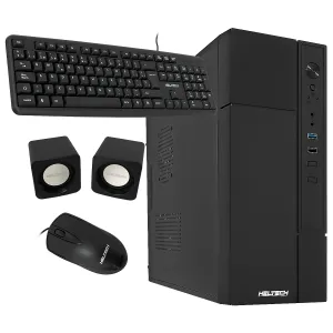 CASE HELTECH SX-9822 COMBO Mouse - Teclado - Parlantes and Fuente de Poder Negro M-ATX