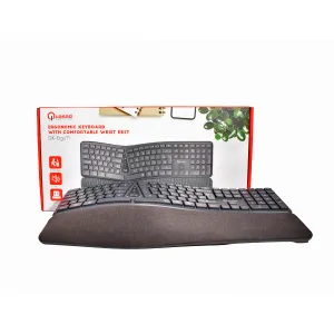 TECLADO QUASAD QK-ERGO T1 TRIPLE MODE ERGONOMIC SPLIT 3D 2.4Ghz BT MULTIMEDIA BATT. BLACK