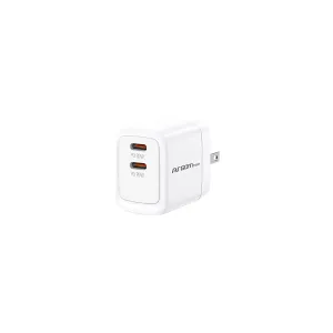 WALL CHARGER DUAL ARGOM 40W CARGA RAPIDA 2 CONT. TYPE-C BLANCO