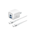 WALL CHARGER DUAL ARGOM VOLTA P40 FAST CHARGE 2 CONT. TYPE-C  USB-A W-CABLE BLANCO