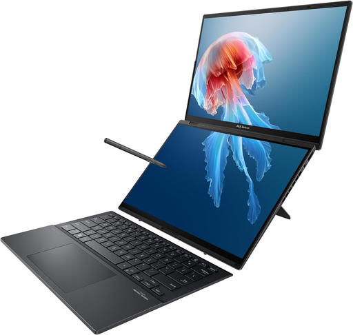 [UX8406MA-PS99T] ASUS Zenbook Duo portátil, pantalla táctil OLED 3K 120Hz dual de 14 pulgadas, certificado Intel Evo, CPU Intel Core Ultra 9 185H, gráficos Intel Arc, 32 GB de RAM, SSD de 1 TB, Windows 11, gris