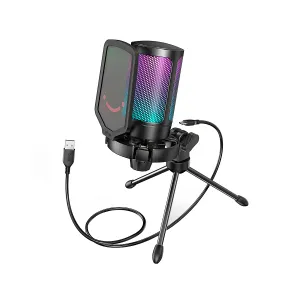 [MICFIFAMPGAMA6V] Microfono FIFINE AmpliGame USB with Volume Dial Mute Button &amp; RGB for Streaming on PC-Laptop PS 4-5