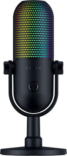 [RZ19-05060100-R3U1] Razer Seiren V3 Chroma RGB Micrófono USB: iluminación reactiva de transmisión y juegos, sensor de toque para silenciar, micrófono condensador, limitador de ganancia digital y amortiguador, PC,