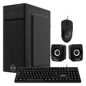 [CASQONCOMBC6016] CASE Q-ONE C6016 ATX COMBO Parlante Teclado Muose  2USB 0.4mm PS-250W-Real Black